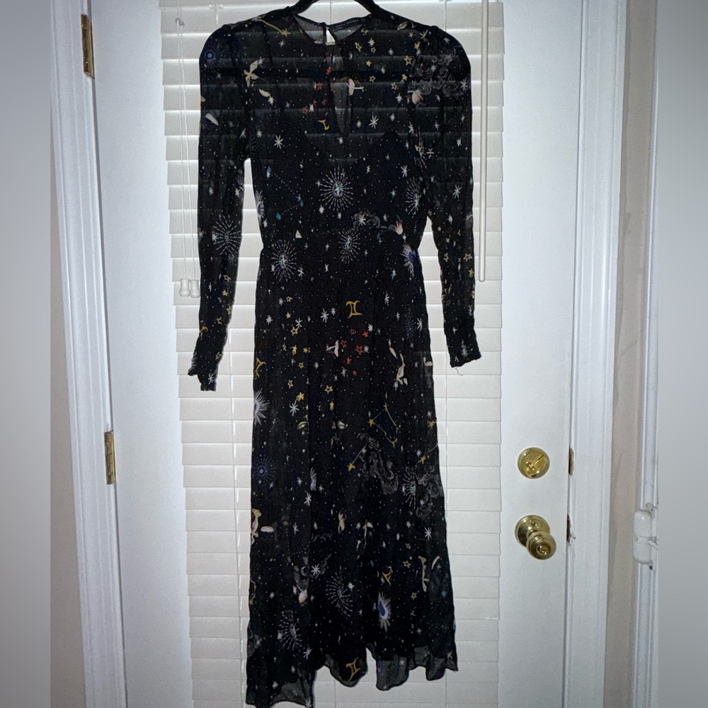Zara Black Celestial Long Sleeve Dress